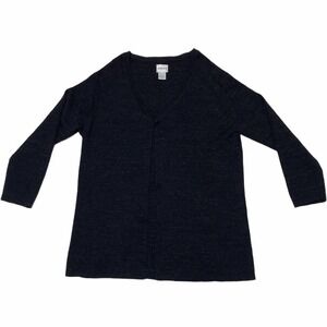 CHICOS Black Long Sleeve 1-Button Cardigan Sweater